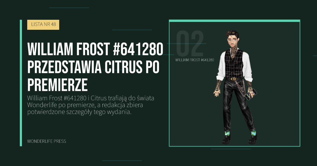 Wonderlife Press: William Frost #641280 przedstawia Citrus po premierze. portret artystów. LISTA NR 48.