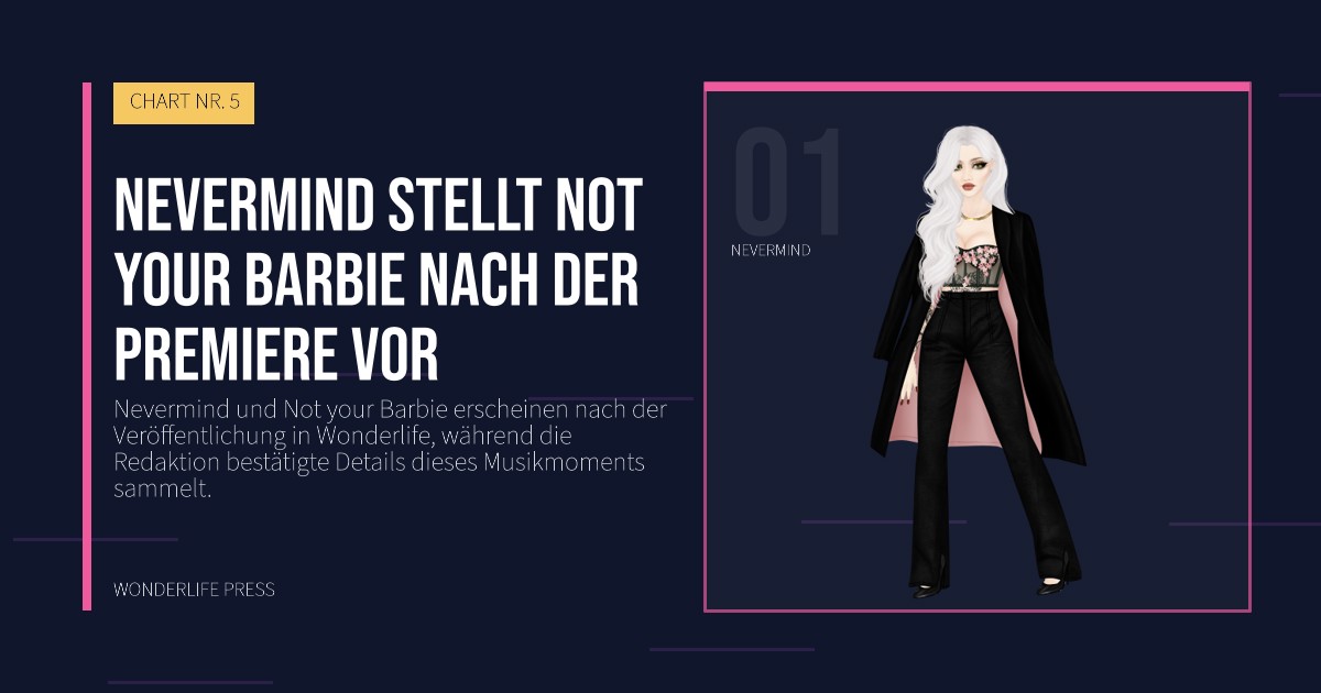 Wonderlife Press: Nevermind stellt Not your Barbie nach der Premiere vor. Künstlerporträt. CHART NR. 5.