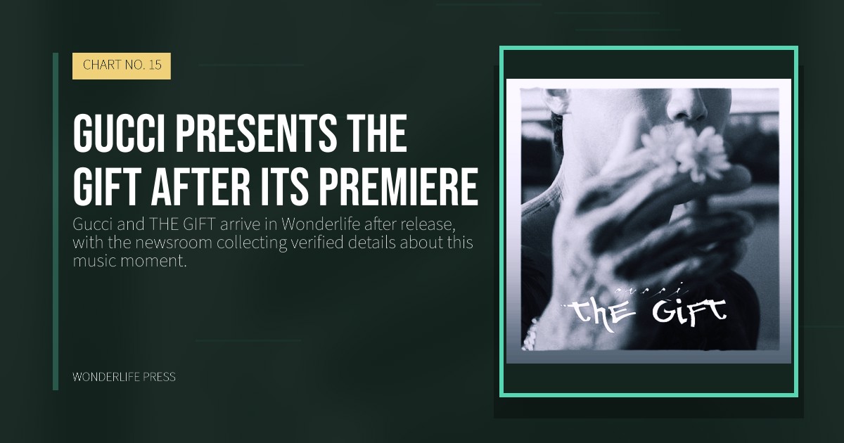 Wonderlife Press: Gucci presents THE GIFT after its premiere. release artwork. CHART NO. 15.