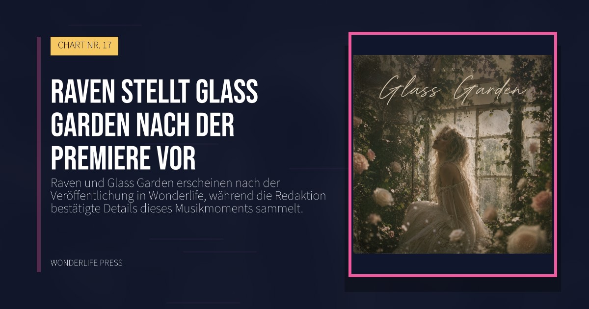 Wonderlife Press: Raven stellt Glass Garden nach der Premiere vor. Veröffentlichungscover. CHART NR. 17.