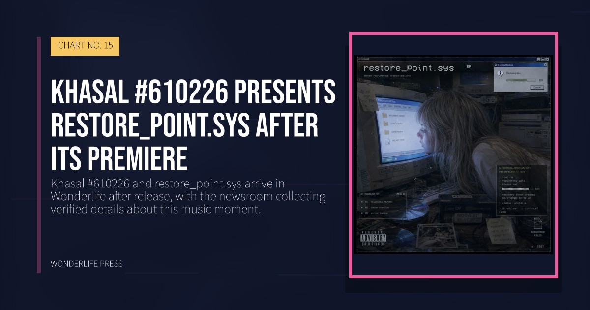 Wonderlife Press: Khasal #610226 presents restore_point.sys after its premiere. release artwork. CHART NO. 15.