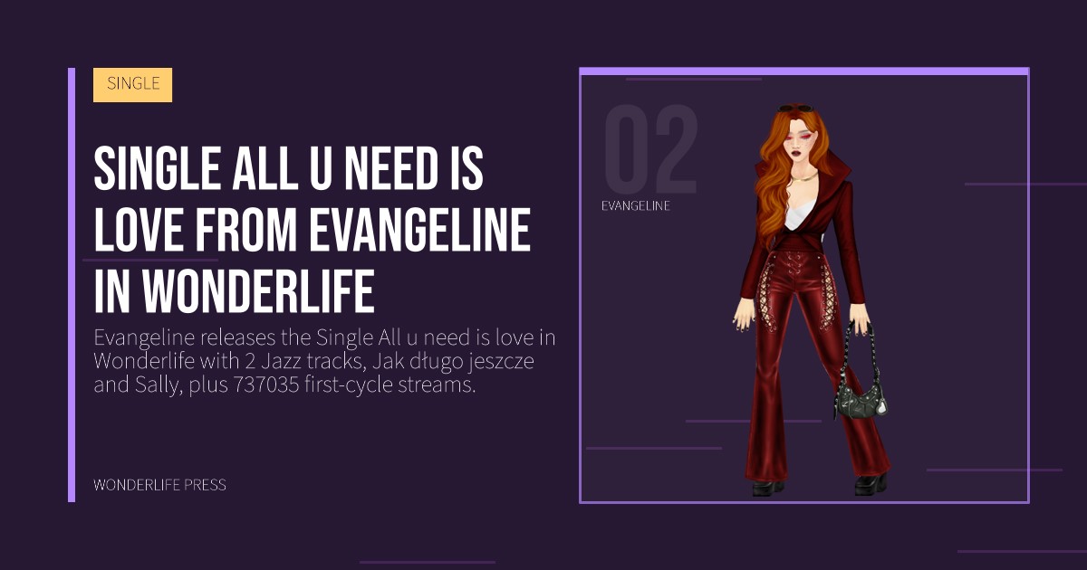 Wonderlife Press: Single All u need is love from Evangeline in Wonderlife. artist portrait. SINGLE.