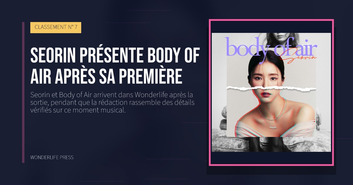 Wonderlife Press: Seorin présente Body of Air après sa première. pochette de la sortie. CLASSEMENT N° 7.