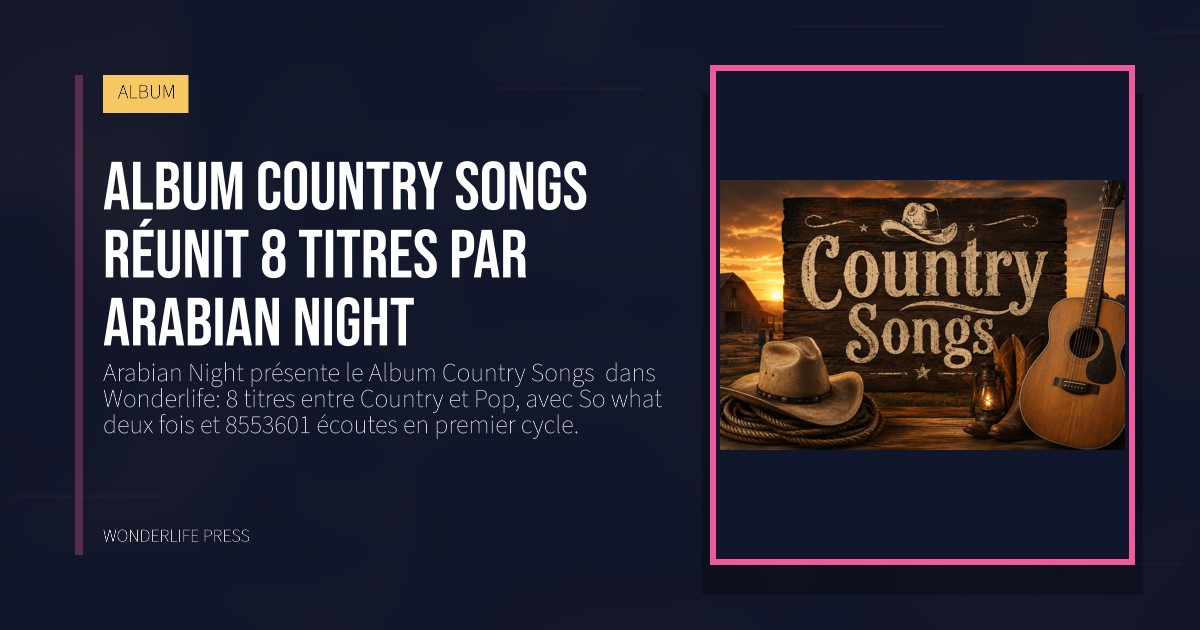 Wonderlife Press: Album Country Songs  réunit 8 titres par Arabian Night. pochette de la sortie. ALBUM.