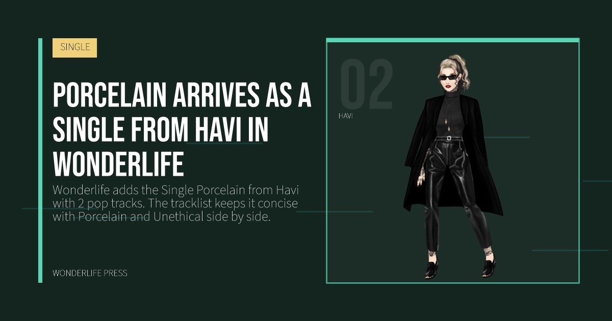 Wonderlife Press: Porcelain arrives as a Single from Havi in Wonderlife. artist portrait. SINGLE.