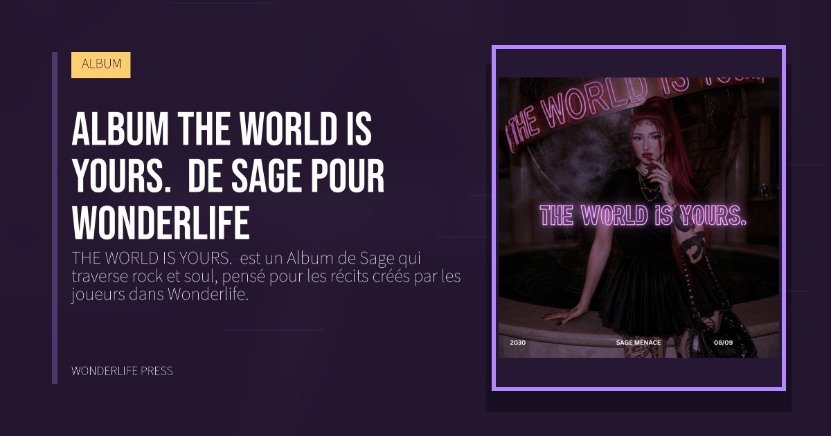 Wonderlife Press: Album THE WORLD IS YOURS.  de Sage pour Wonderlife. pochette de la sortie. ALBUM.