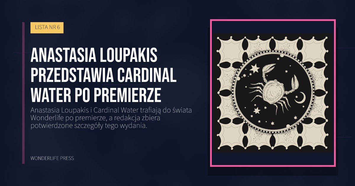 Wonderlife Press: Anastasia Loupakis przedstawia Cardinal Water po premierze. okładka wydawnictwa. LISTA NR 6.