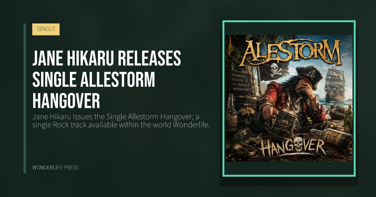 Wonderlife Press: Jane Hikaru releases single Allestorm Hangover. release artwork. SINGLE.