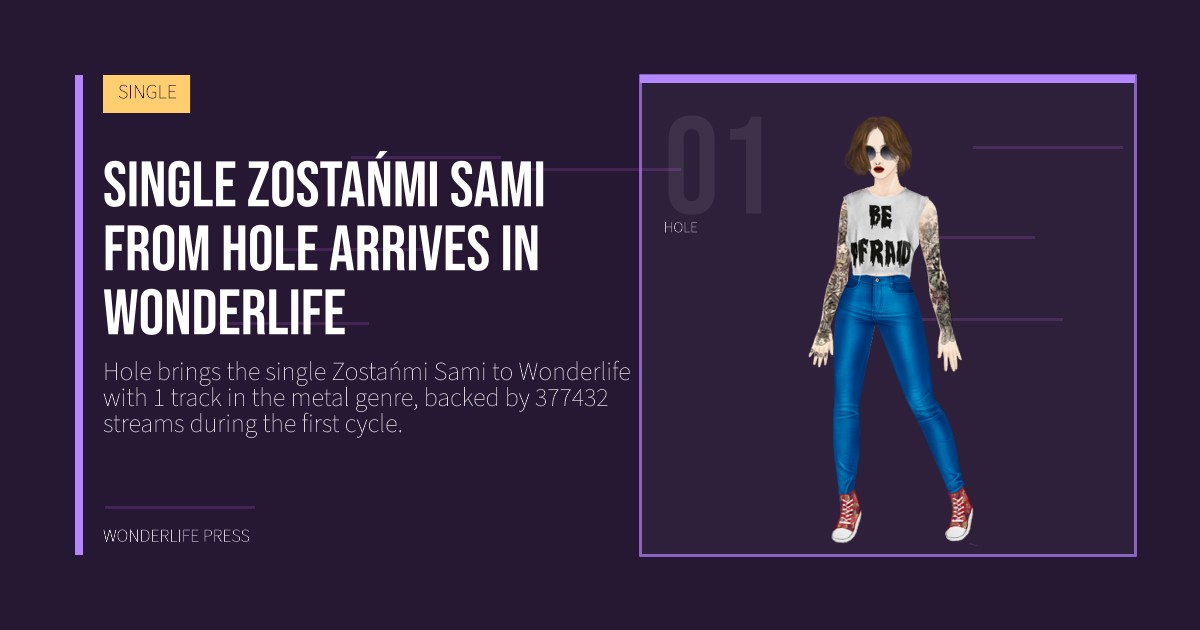 Wonderlife Press: Single Zostańmi Sami from Hole arrives in Wonderlife. artist portrait. SINGLE.