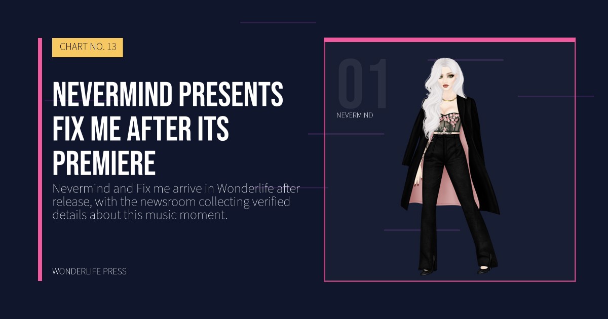 Wonderlife Press: Nevermind presents Fix me after its premiere. artist portrait. CHART NO. 13.