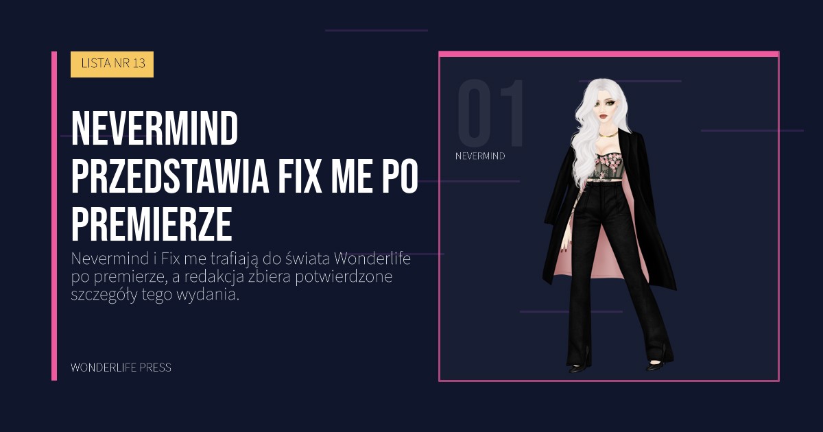Wonderlife Press: Nevermind przedstawia Fix me po premierze. portret artystów. LISTA NR 13.