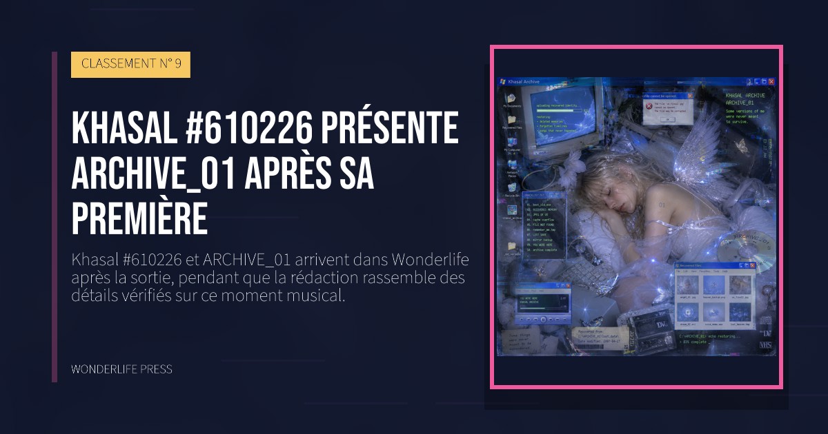 Wonderlife Press: Khasal #610226 présente ARCHIVE_01 après sa première. pochette de la sortie. CLASSEMENT N° 9.