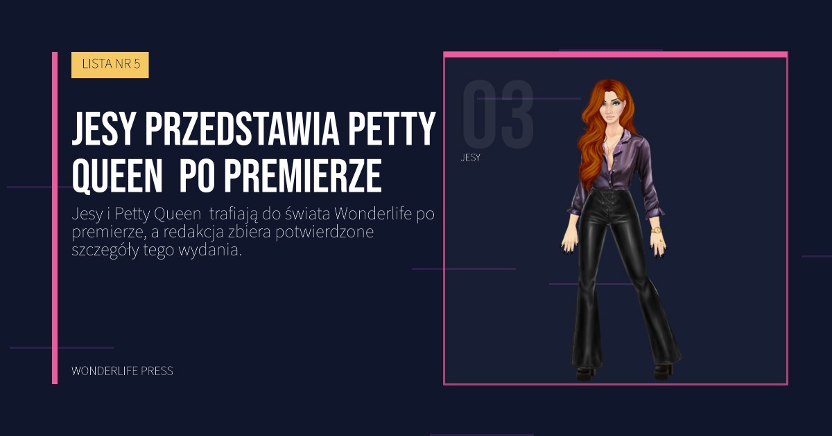 Wonderlife Press: Jesy przedstawia Petty Queen  po premierze. portret artystów. LISTA NR 5.