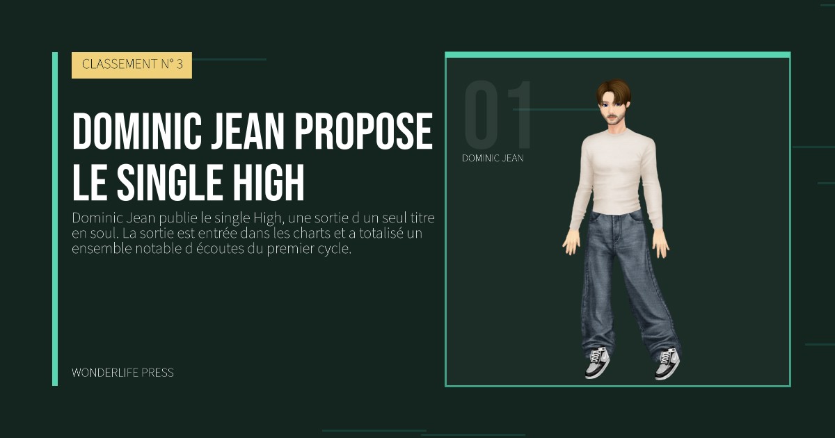 Wonderlife Press: Dominic Jean propose le single High. portrait des artistes. CLASSEMENT N° 3.