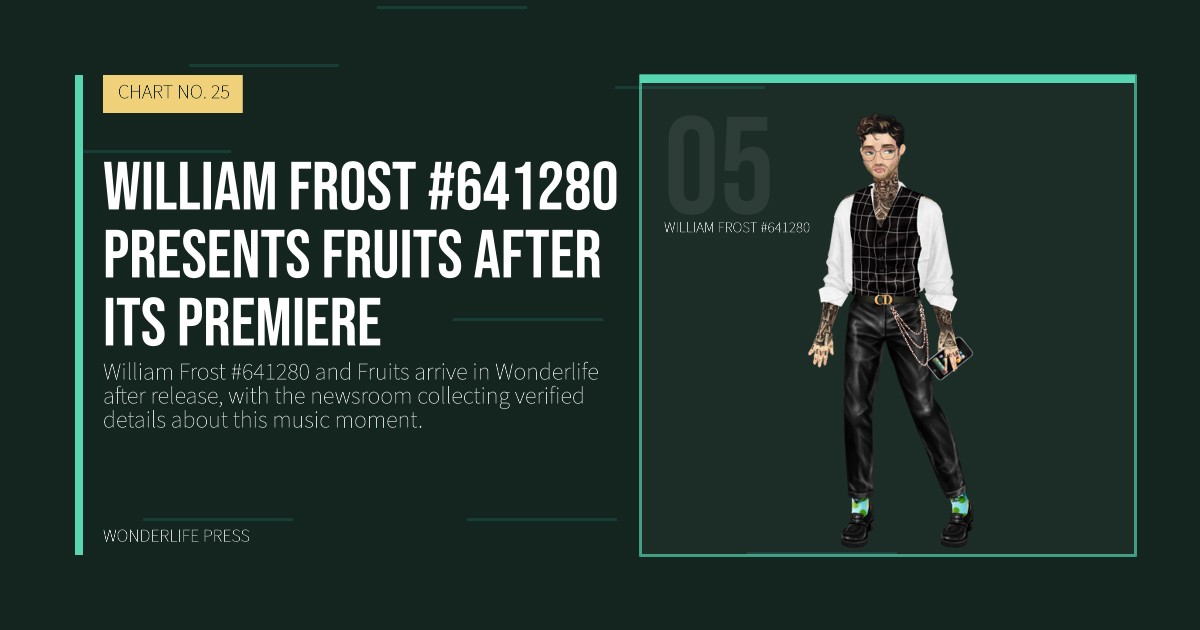 Wonderlife Press: William Frost #641280 presents Fruits after its premiere. artist portrait. CHART NO. 25.