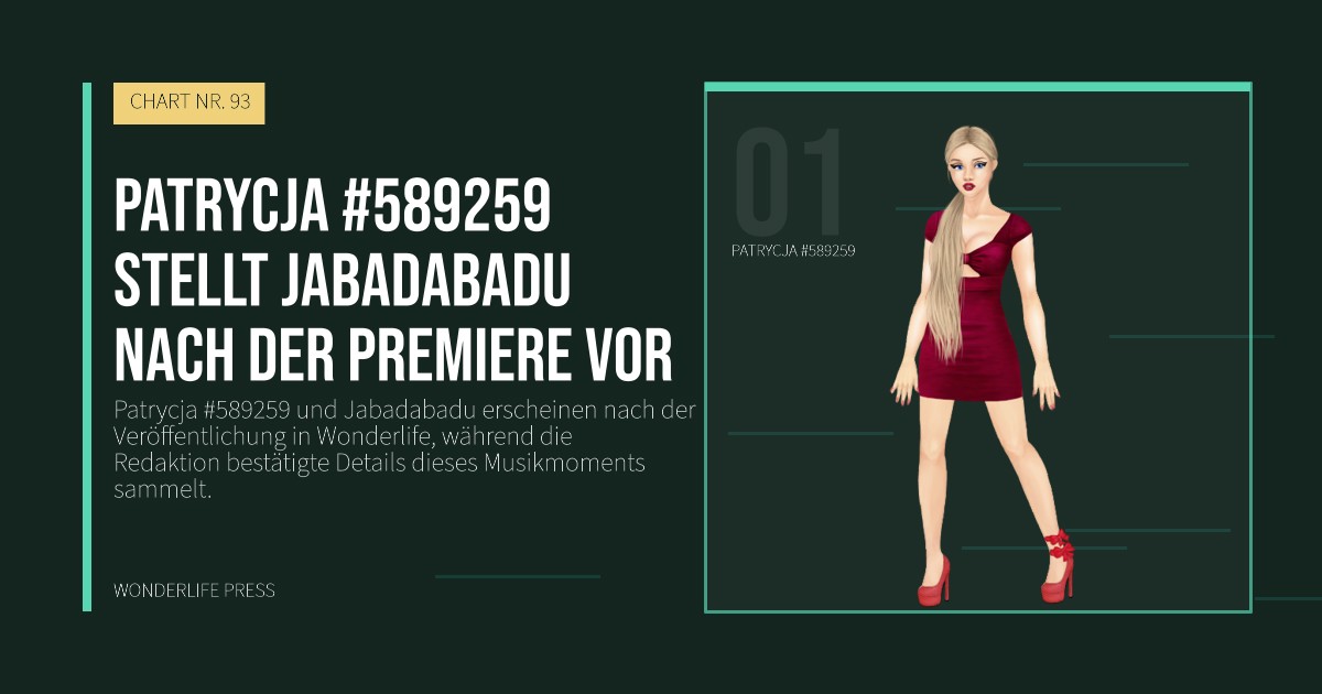 Wonderlife Press: Patrycja #589259 stellt Jabadabadu nach der Premiere vor. Künstlerporträt. CHART NR. 93.
