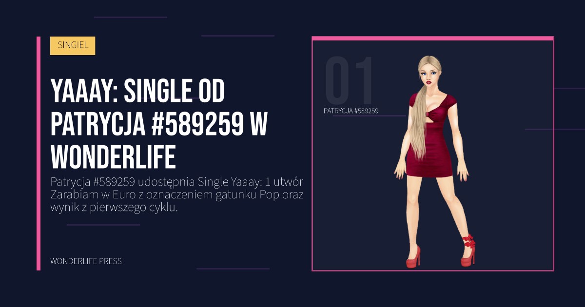 Wonderlife Press: Yaaay: single od Patrycja #589259 w Wonderlife. portret artystów. SINGIEL.