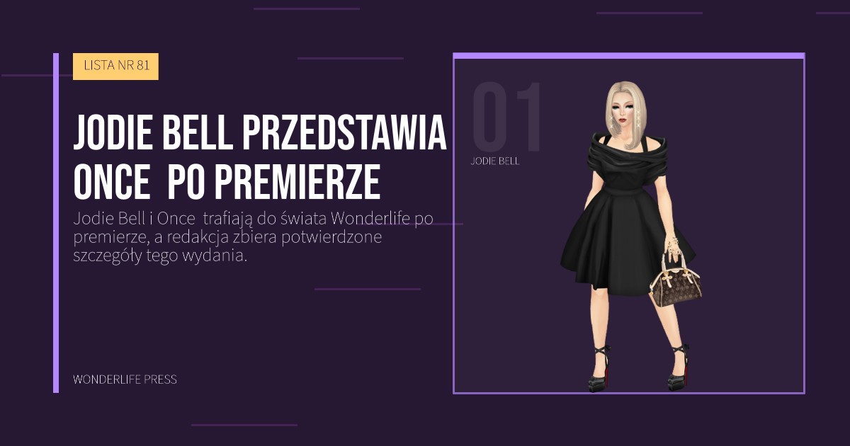 Wonderlife Press: Jodie Bell przedstawia Once  po premierze. portret artystów. LISTA NR 81.