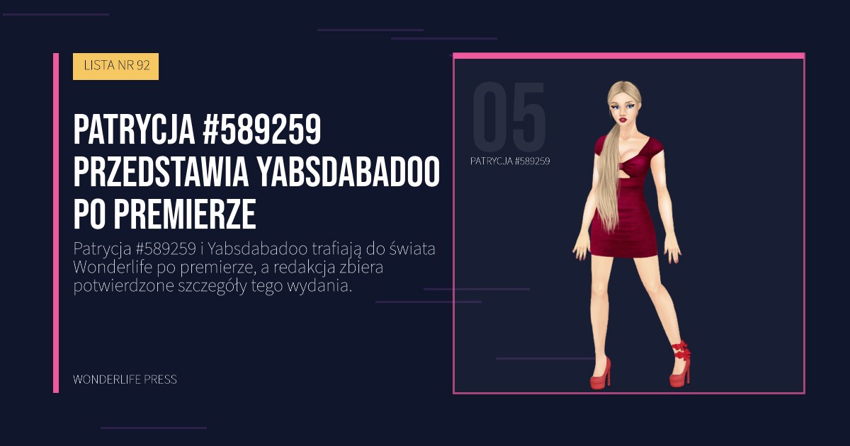 Wonderlife Press: Patrycja #589259 przedstawia Yabsdabadoo po premierze. portret artystów. LISTA NR 92.