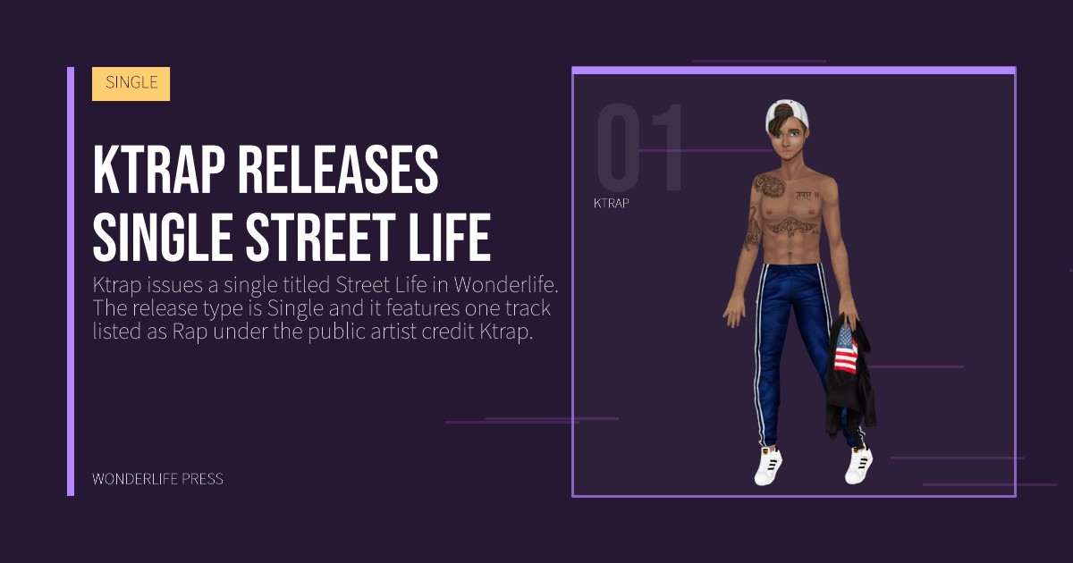 Wonderlife Press: Ktrap releases single Street Life. artist portrait. SINGLE.