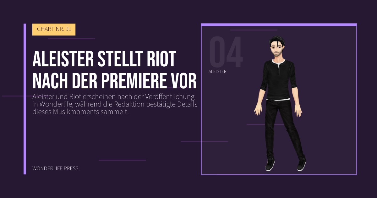 Wonderlife Press: Aleister stellt Riot nach der Premiere vor. Künstlerporträt. CHART NR. 91.