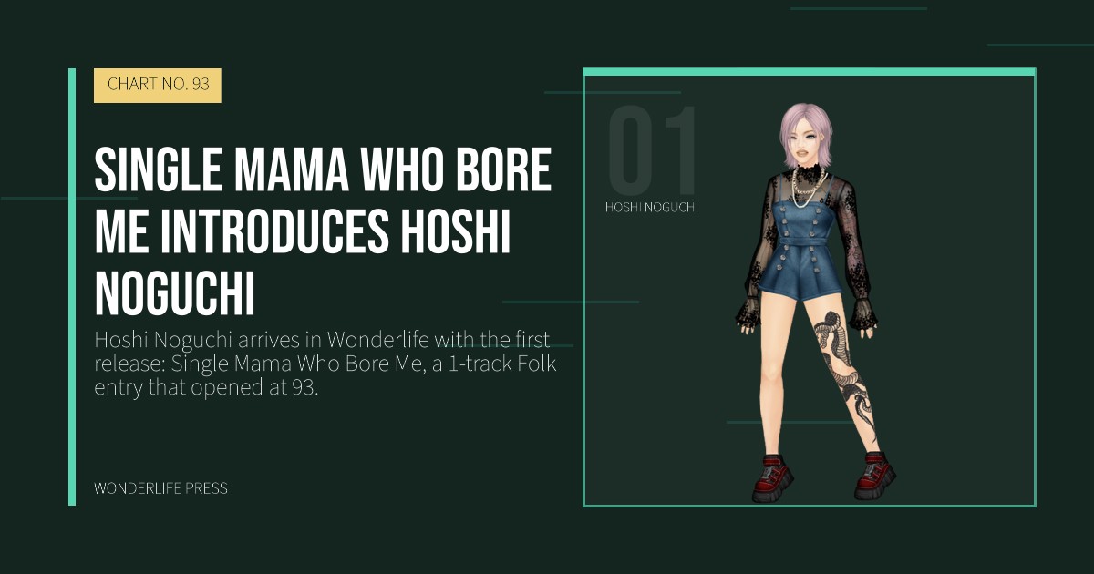 Wonderlife Press: Single Mama Who Bore Me introduces Hoshi Noguchi. artist portrait. CHART NO. 93.
