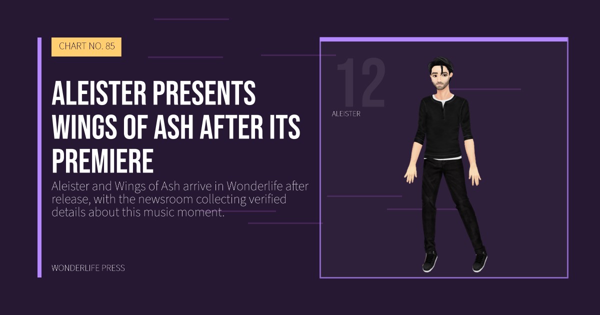 Wonderlife Press: Aleister presents Wings of Ash after its premiere. artist portrait. CHART NO. 85.
