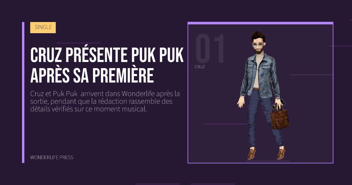 Wonderlife Press: Cruz présente Puk Puk  après sa première. portrait des artistes. SINGLE.
