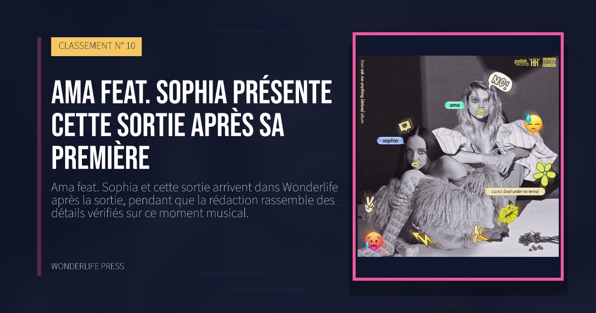 Wonderlife Press: Ama feat. Sophia présente cette sortie après sa première. pochette de la sortie. CLASSEMENT N° 10.