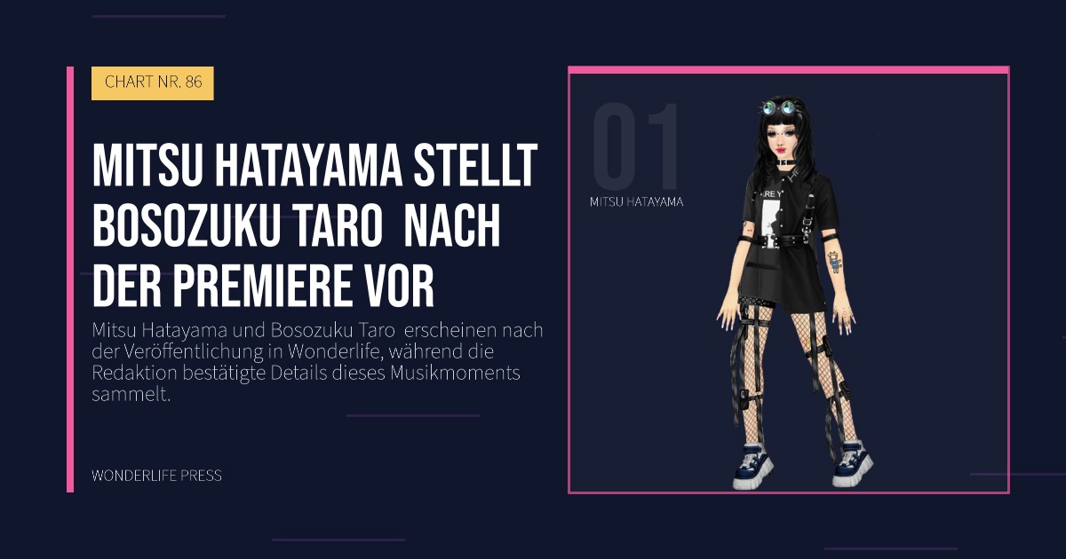 Wonderlife Press: Mitsu Hatayama stellt Bosozuku Taro  nach der Premiere vor. Künstlerporträt. CHART NR. 86.