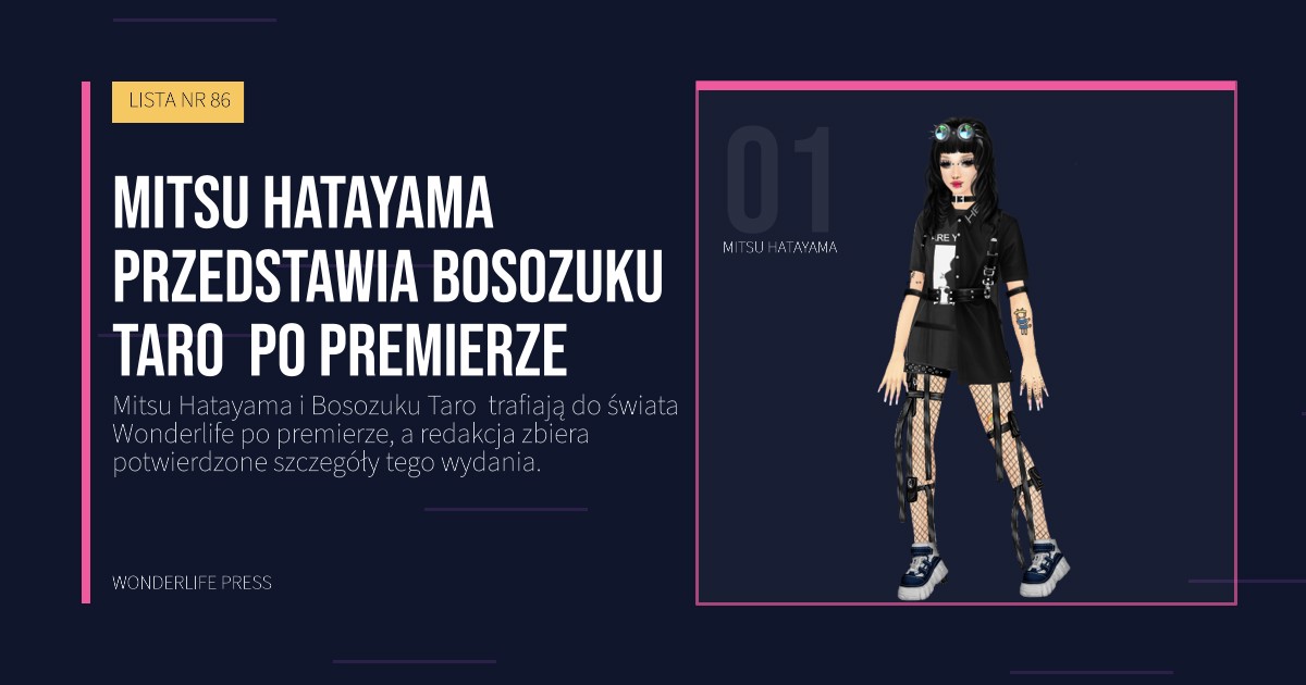 Wonderlife Press: Mitsu Hatayama przedstawia Bosozuku Taro  po premierze. portret artystów. LISTA NR 86.