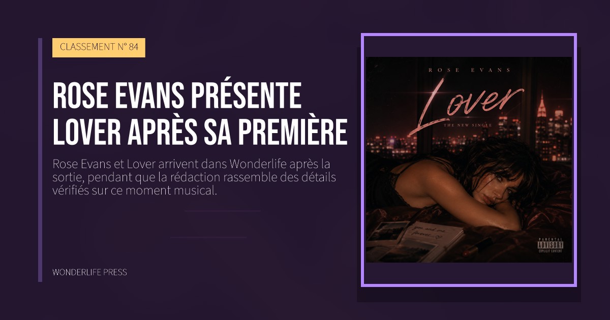 Wonderlife Press: Rose Evans présente Lover après sa première. pochette de la sortie. CLASSEMENT N° 84.