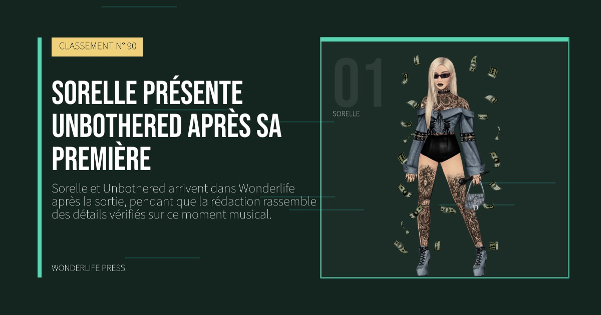 Wonderlife Press: Sorelle présente Unbothered après sa première. portrait des artistes. CLASSEMENT N° 90.