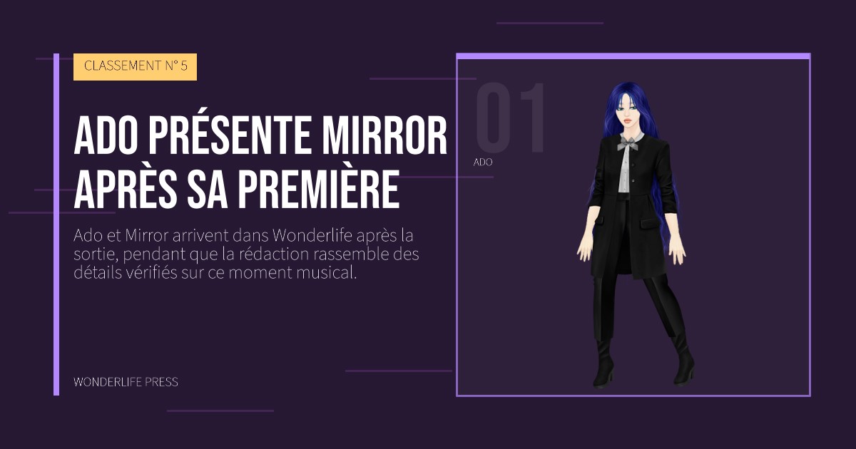 Wonderlife Press: Ado présente Mirror après sa première. portrait des artistes. CLASSEMENT N° 5.