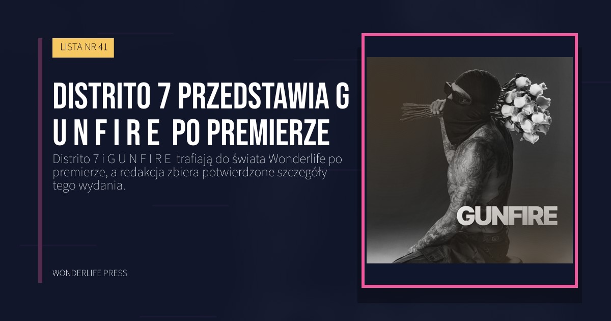 Wonderlife Press: Distrito 7 przedstawia G U N F I R E  po premierze. okładka wydawnictwa. LISTA NR 41.