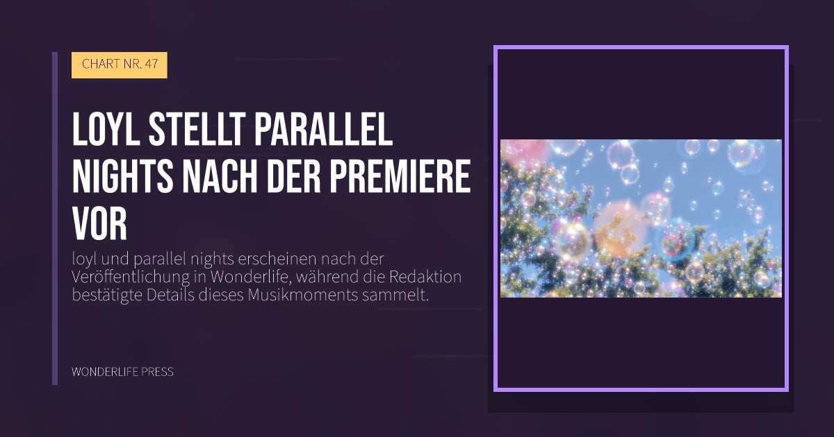 Wonderlife Press: loyl stellt parallel nights nach der Premiere vor. Veröffentlichungscover. CHART NR. 47.