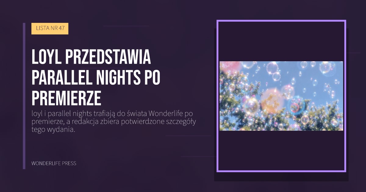 Wonderlife Press: loyl przedstawia parallel nights po premierze. okładka wydawnictwa. LISTA NR 47.