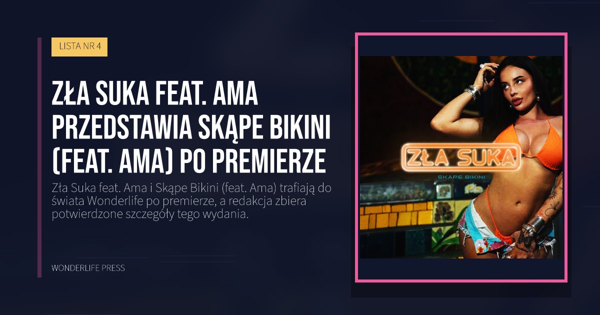 Wonderlife Press: Zła Suka feat. Ama przedstawia Skąpe Bikini (feat. Ama) po premierze. okładka wydawnictwa. LISTA NR 4.