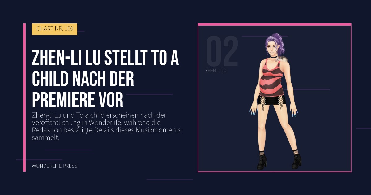 Wonderlife Press: Zhen-li Lu stellt To a child nach der Premiere vor. Künstlerporträt. CHART NR. 100.