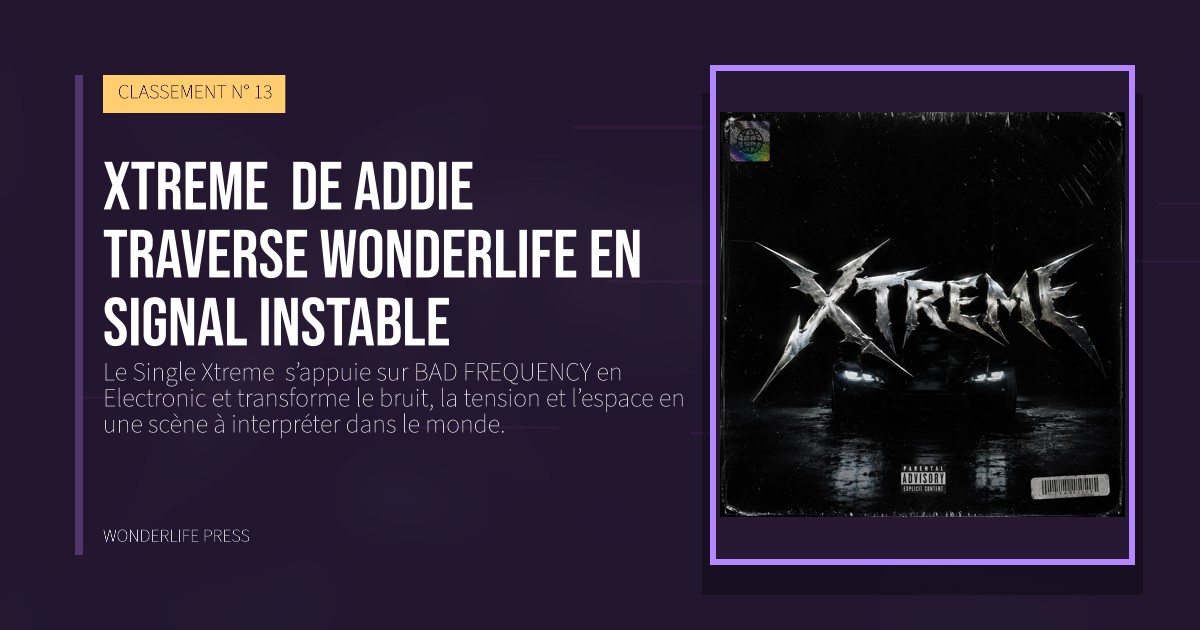 Wonderlife Press: Xtreme  de Addie traverse Wonderlife en signal instable. pochette de la sortie. CLASSEMENT N° 13.