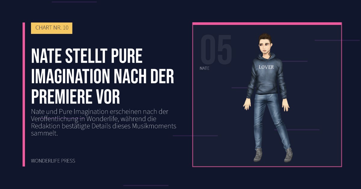 Wonderlife Press: Nate stellt Pure Imagination nach der Premiere vor. Künstlerporträt. CHART NR. 10.