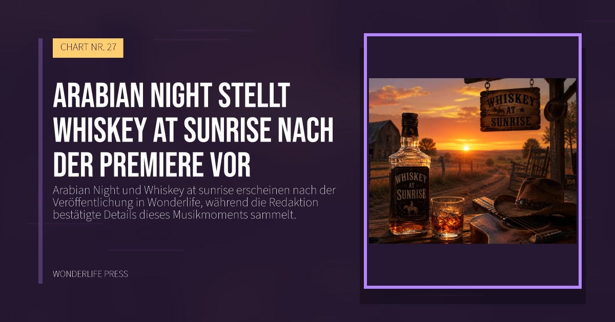 Wonderlife Press: Arabian Night stellt Whiskey at sunrise nach der Premiere vor. Veröffentlichungscover. CHART NR. 27.