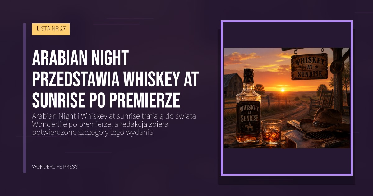 Wonderlife Press: Arabian Night przedstawia Whiskey at sunrise po premierze. okładka wydawnictwa. LISTA NR 27.