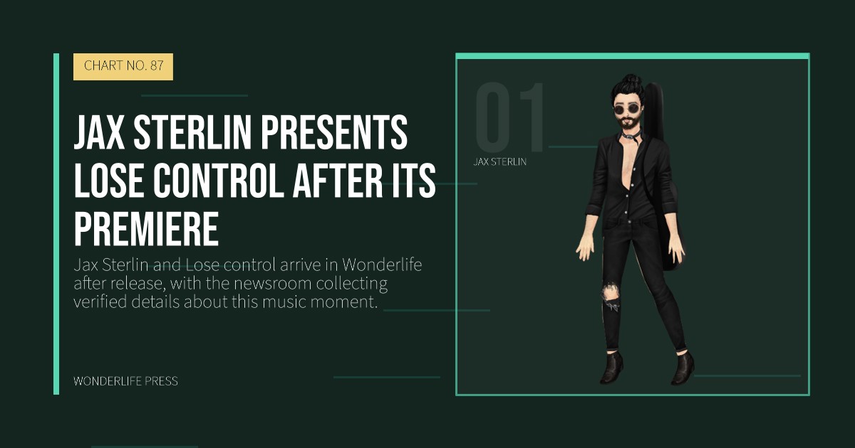 Wonderlife Press: Jax Sterlin presents Lose control after its premiere. artist portrait. CHART NO. 87.