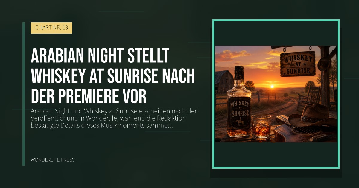 Wonderlife Press: Arabian Night stellt Whiskey at Sunrise nach der Premiere vor. Veröffentlichungscover. CHART NR. 19.