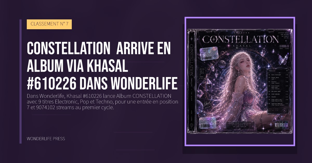 Wonderlife Press: CONSTELLATION  arrive en album via Khasal #610226 dans Wonderlife. pochette de la sortie. CLASSEMENT N° 7.