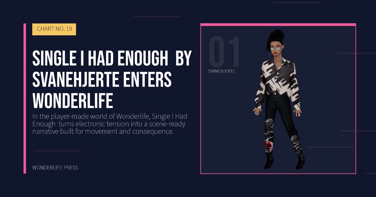 Wonderlife Press: Single I Had Enough  by Svanehjerte enters Wonderlife. artist portrait. CHART NO. 19.