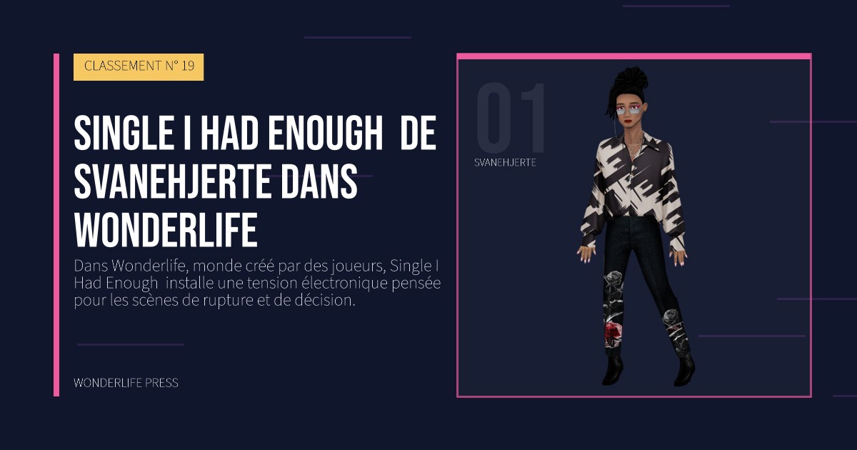Wonderlife Press: Single I Had Enough  de Svanehjerte dans Wonderlife. portrait des artistes. CLASSEMENT N° 19.
