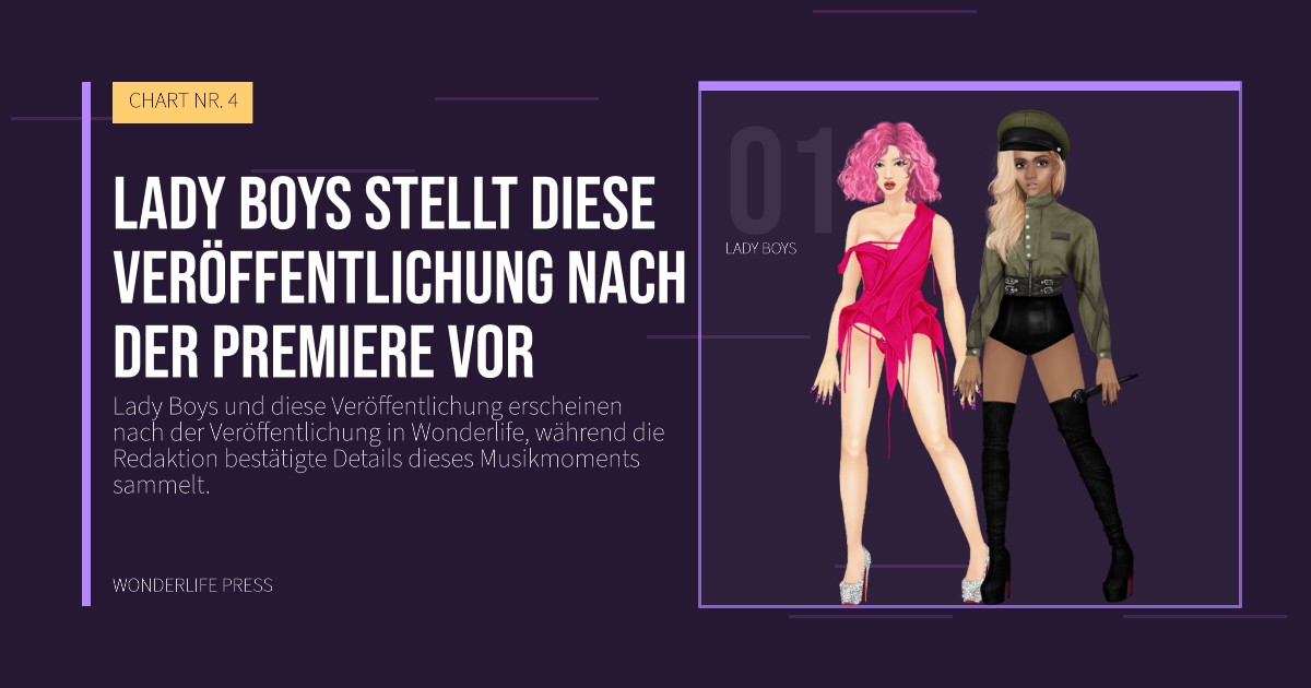 Wonderlife Press: Lady Boys stellt diese Veröffentlichung nach der Premiere vor. Künstlerporträt. CHART NR. 4.