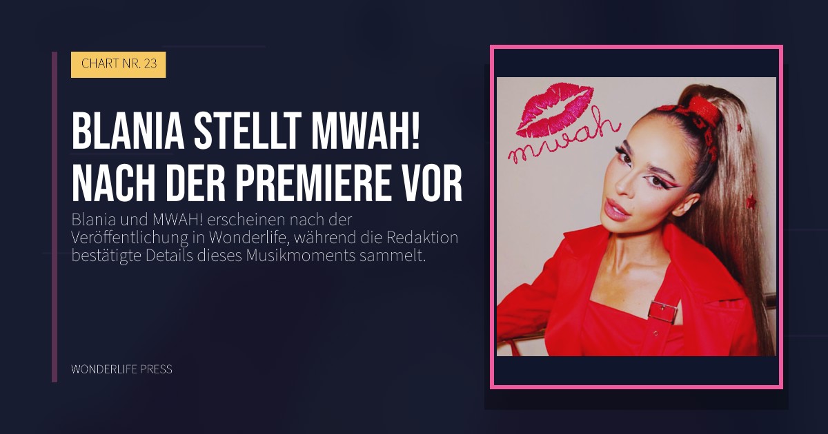 Wonderlife Press: Blania stellt MWAH! nach der Premiere vor. Veröffentlichungscover. CHART NR. 23.
